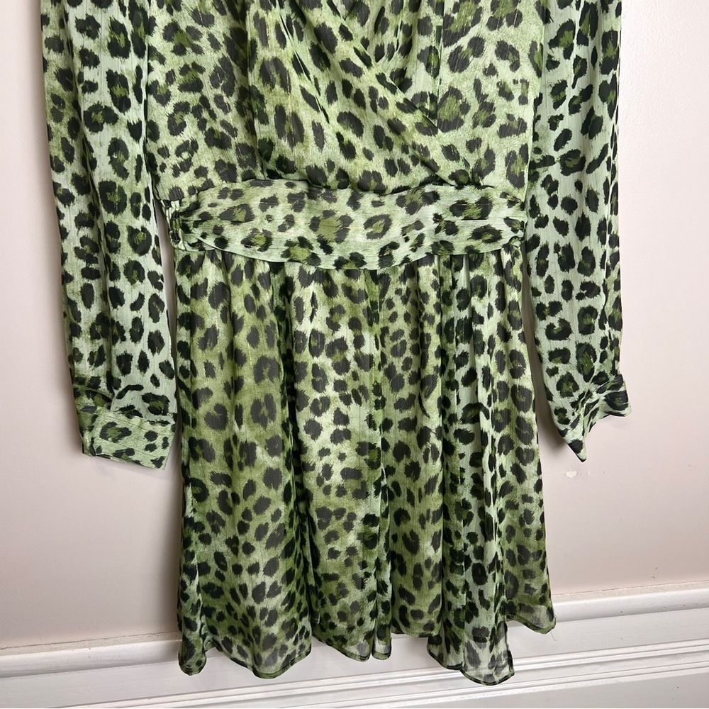 Zara Olive/Black Animal Print Long Sleeve Dress NWT Size Small - Picture 3 of 7